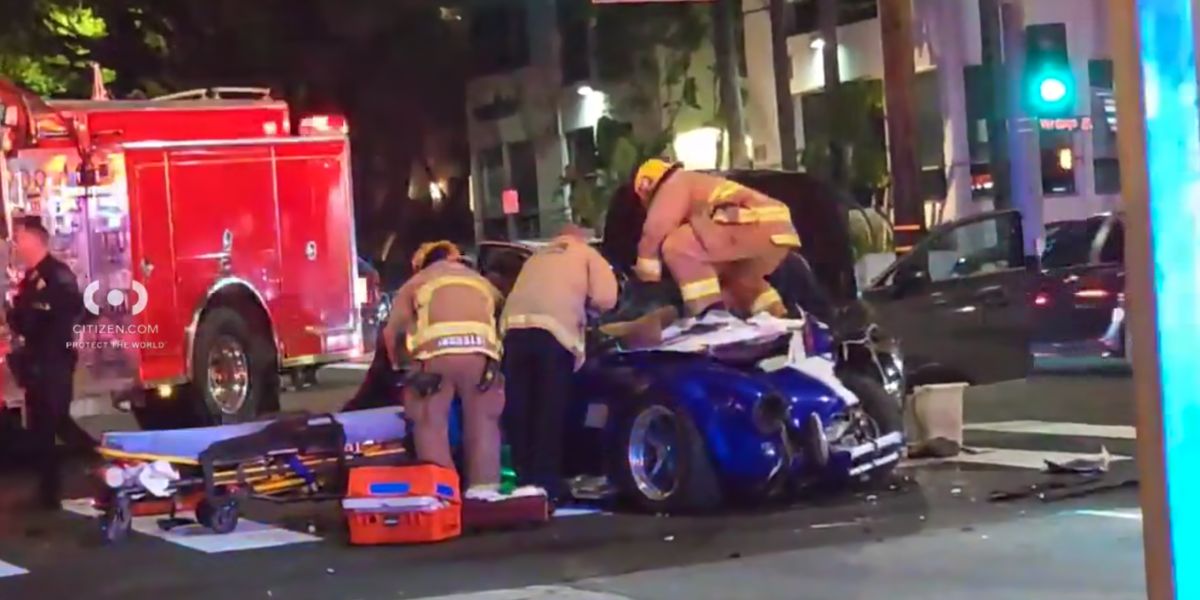 Classic Shelby Cobra Involved in Violent Burbank Crash, At Least One Person Hospitalized