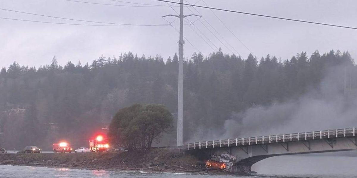 Cooking Fire Beneath Purdy Bridge Sends Smoke Into Sky, Causes Traffic Delays on Key Peninsula