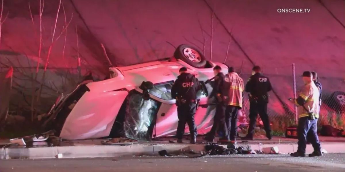 One Dead after Vehicle Veered Off and Plunged from Overpass in San Bernardino
