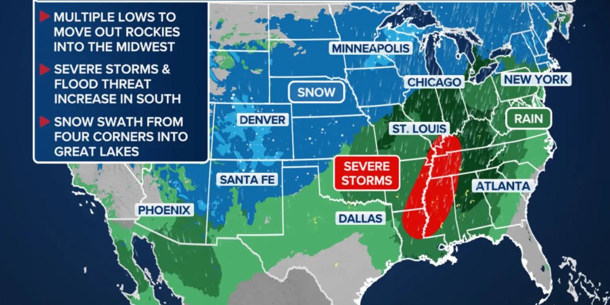 Two Back-to-Back Storms to Soak Millions Across U.S., Severe Weather and Flood Risks Loom (1)